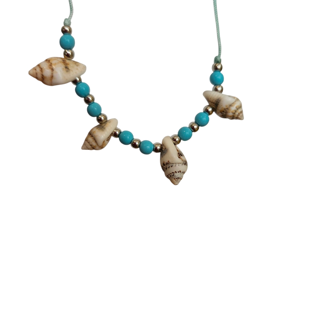 NWT - Handmade Blue, Silver And Seashell Adjustable Bracelet - Picture 3 of 8
